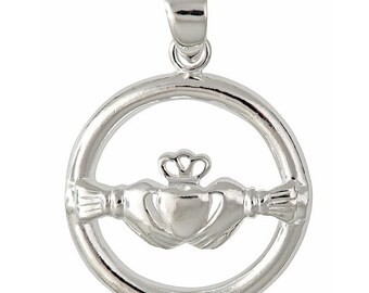 Irish Celtic Claddagh Pendant sterling silver 925, Celtic Claddagh, Irish promise pendant sterling silver 925