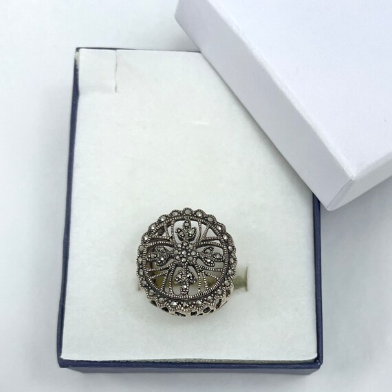 Vintage Marcasite Ring: Sterling Silver Victorian… - image 10