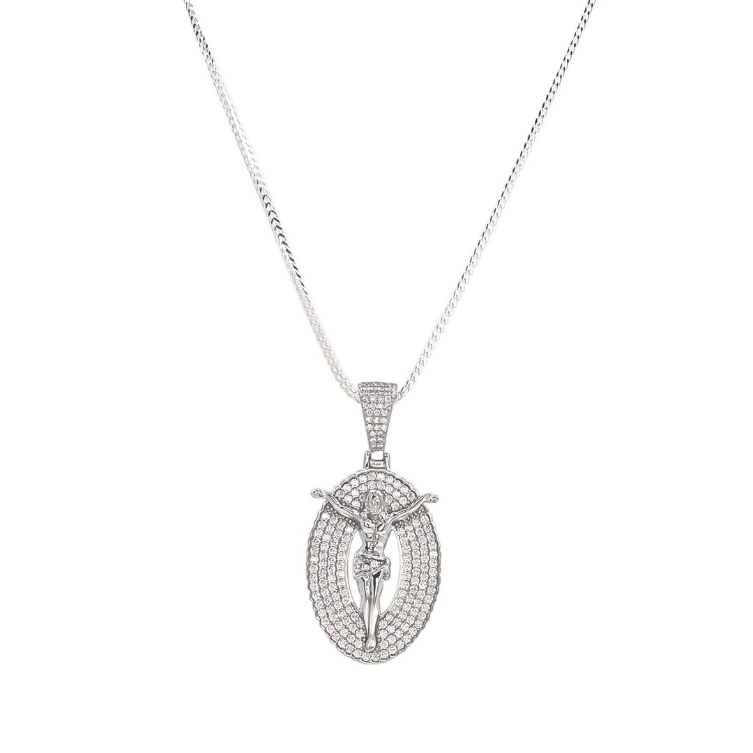 Sterling Silver Jesus Necklace: Cubic Zirconia Religious Pendant - Etsy