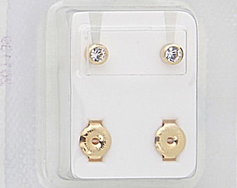 Surgical Steel 4mm CZ Stud Earrings: Gold Piercing Studs