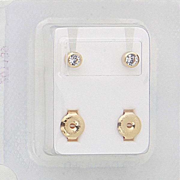 Surgical steel 4mm stud ear piercing earring Clear Cubic Zirconia gold Studs one pair individually wrapped Caflon ear piercing earring stud