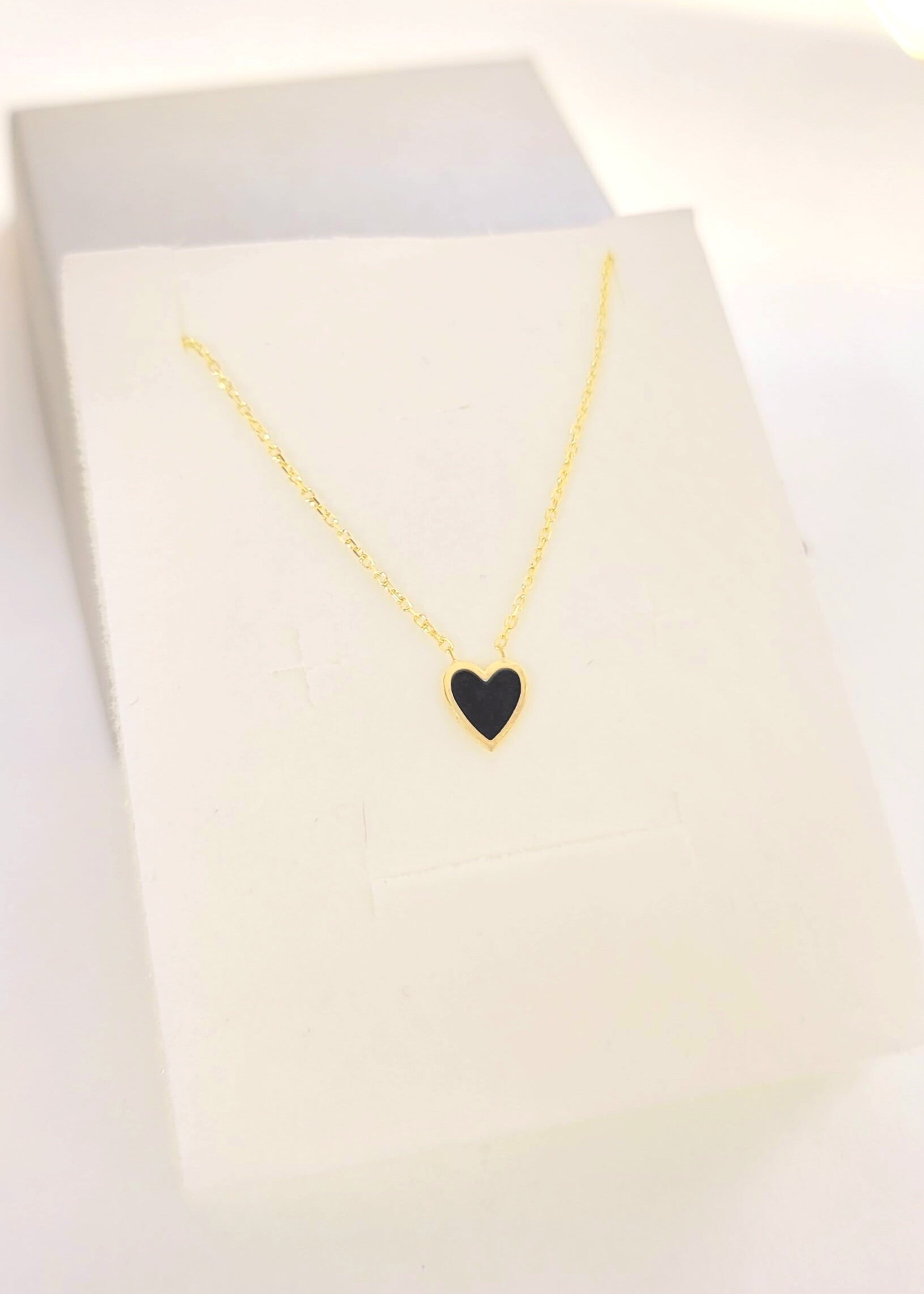 Black Heart Necklace 8mm Small Black Heart Charm Necklace