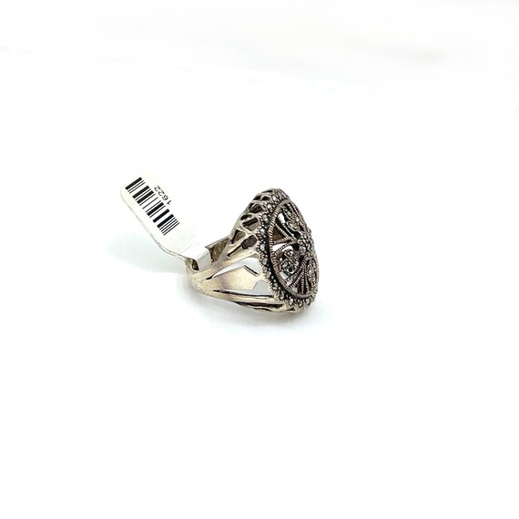 Vintage Marcasite Ring: Sterling Silver Victorian… - image 3