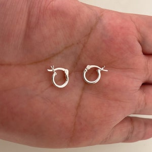 Tiny Hoop Earrings Sterling Silver 925 Unisex hoop earrings 2 x 10mm sterling silver 925 earrings. Men Earrings Dainty Earrings Women Hoops