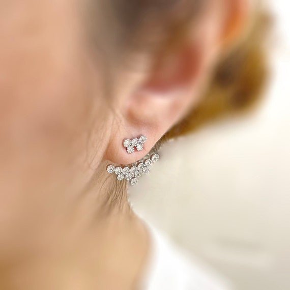 Orecchini a cerchio con smalto bianco e zirconi - ORO&CO 925 - Luxury Zone