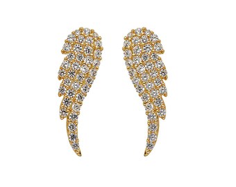ピアス wing bling 14k Arista gold bar earrings CZ Marquise Chain Double Stud Earring – Adina Eden