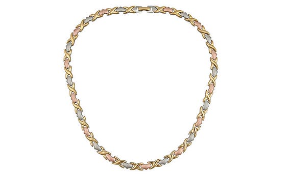 Ladies Necklace Hugs Kisses Tri Tone Stainless Steel Etsy
