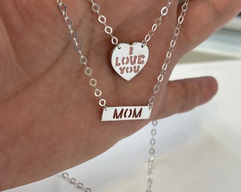 Collana in argento sterling per la Festa della Mamma: "Ti voglio bene mamma" a doppio filo