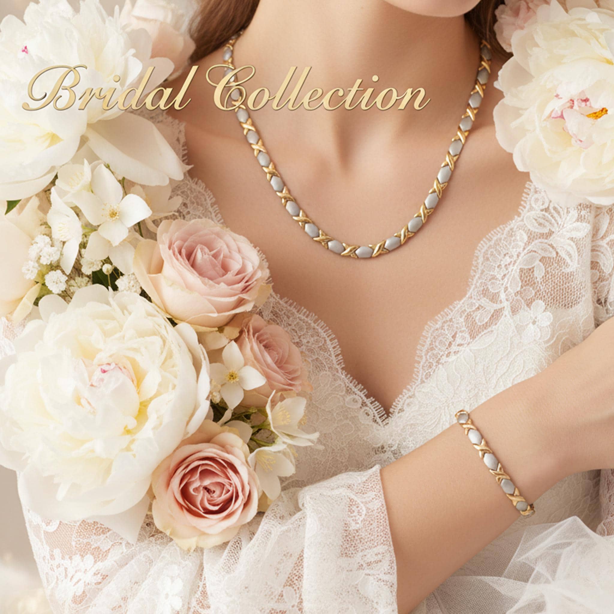 XOXO ステンレススチールネックレスブレスレットセット - Hugs