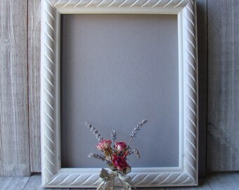 8 x 11 1/2 White Frame Rope Frame Document Frame License Frame Diploma Frame Certificate Frame Distressed Frame Cottage Core Frame