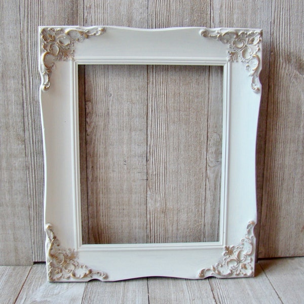 8 X 10 Ornate White and Gold Frame