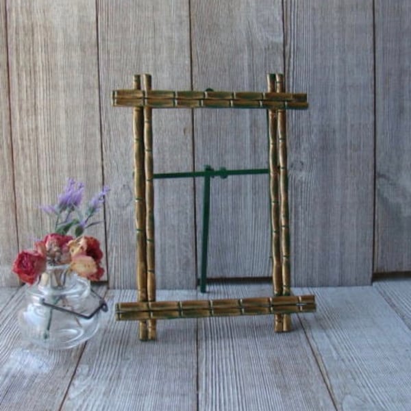 4 x 6 Green and Gold Metal Bamboo Easel Back Picture  Frame