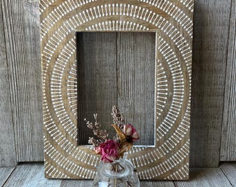 5 x 7 White Wood  Boho Picture Frame