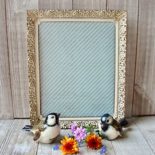 Vintage 8 X 10 White and Gold Ormolu Photo Frame