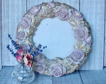 Ornate Rose Round Frame, Upcycled Pink and Gold Nursery Frame (6 X 6)