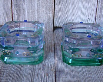 Vintage 1990 Pair of Marti Gras PartyLite Tea Light Candleholders