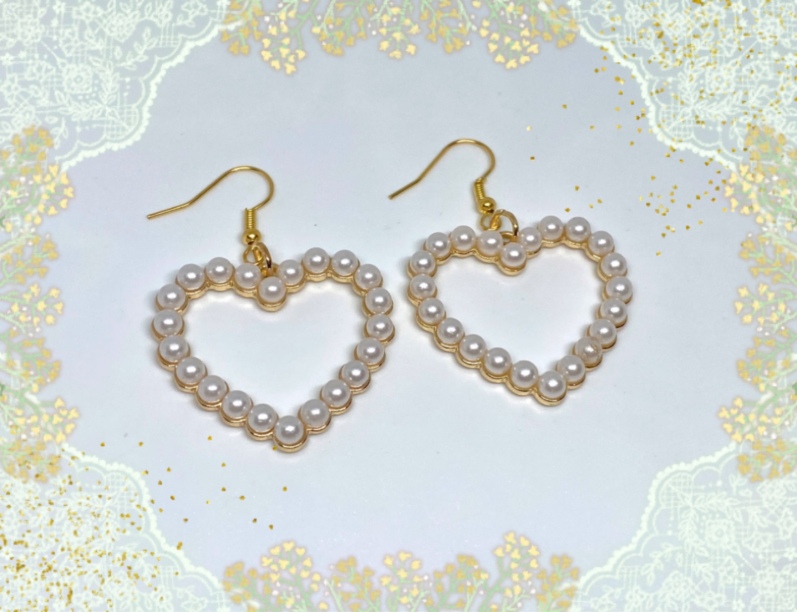 Faux Pearl Heart Earrings Etsy
