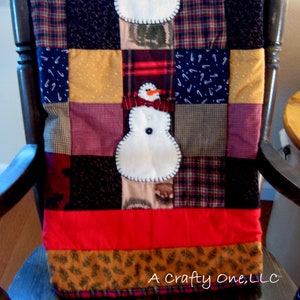 Snowmen Quilt Christmas Quilt Hand Applique Snowman Quilt Flannel Handmade Quilt Winter Lap Blanket Snowman Christmas Blanket Xmas Gift