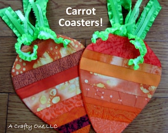 Carrot Coaster Set of 2, Carrot Mug Rug, Coasters Carrot, Gift For Mom, Spring Coaster, Coffee Mug Mat, Tea Mug Mat, Easter Gift For Her