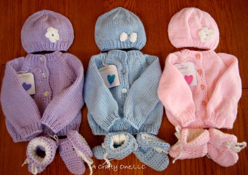 Baby Sweater Set Baby Shower Gift Pink Baby Sweater Blue Etsy