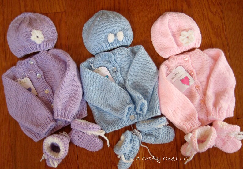 Baby Sweater Set Baby Shower Gift Pink Baby Sweater Blue Etsy