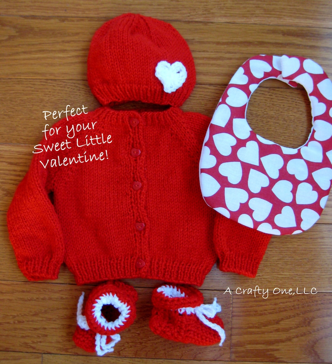 Red Baby Sweater Set, Baby Shower Gift, New Baby Gift, Valentine Baby