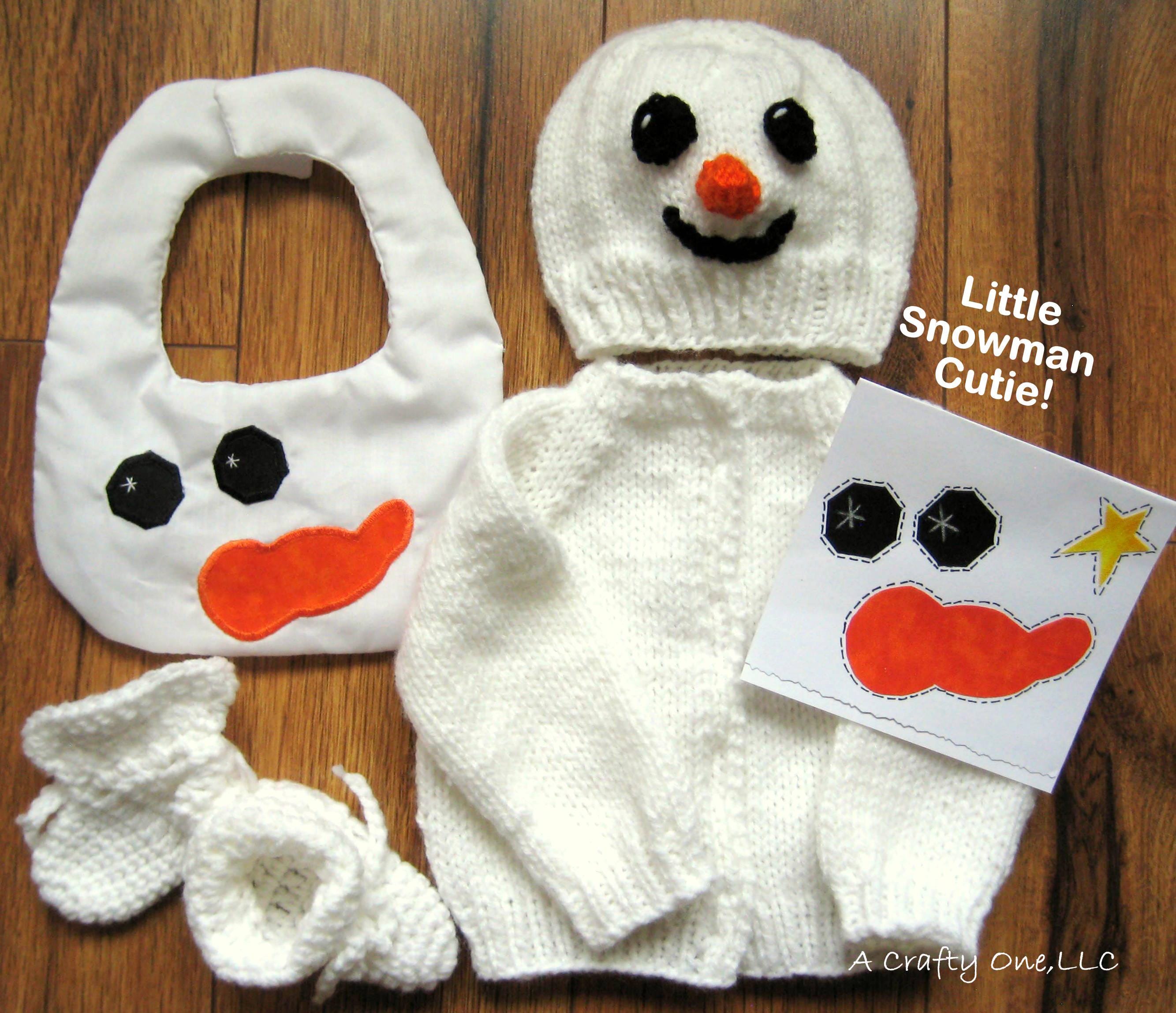 Snowman Sweater Set Baby Outfit Winter Baby Christmas Preemie Shower Gift Snowman Infant Set Newborn Snowmen Baby Hat Hand Knit