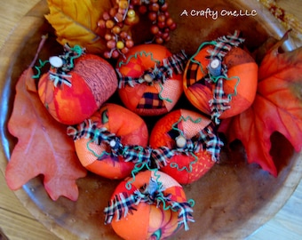 Fabric Pumpkins, Set of Three or Six, Fall Décor, Autumn Décor, Harvest Décor, Halloween Décor, Pumpkin Décor, Party Favor, Fall Table Décor