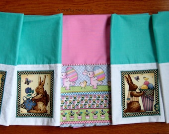 Easter Kitchen Towels, Applique kitchen Towel, Spring Kitchen Tea Towel, Easter Bunny Kitchen Towel, Happy Easter Gift, Housewarming Gift