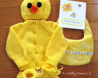 Baby Sweater Set, Newborn Easter Outfit, Easter Sweater Chick, Spring Baby Sweater, Baby Coming Home Outfit, Chick Costume, Baby Shower Gift