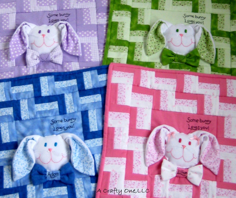 Nouveau personnalisé lapin de pâques bébé couverture polaire garçon fille rose bleu 1ST cadeau