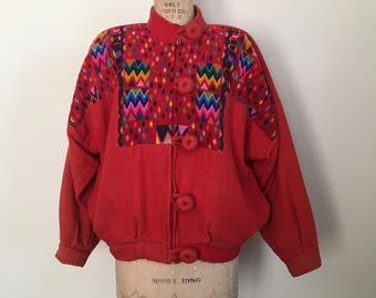 Guatemalan Huipil Jacket Vintage Ixmucane Embroidered Jacket