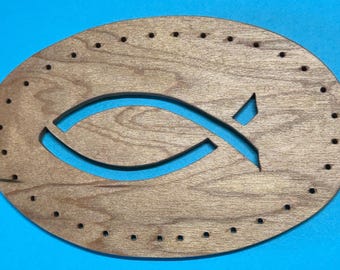 Fish, Christian Symbol (Ichthys) 3X5" oval pine needle basket base