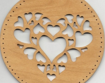 Hearts in Heart, #29, 6" round, pine needle basket base