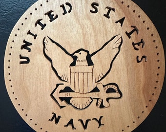 U.S. Navy Emblem #86, 6" round pine needle basket base