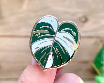 Variegated Monstera Albo Enamel Pin: Gold Plated Houseplant Pin