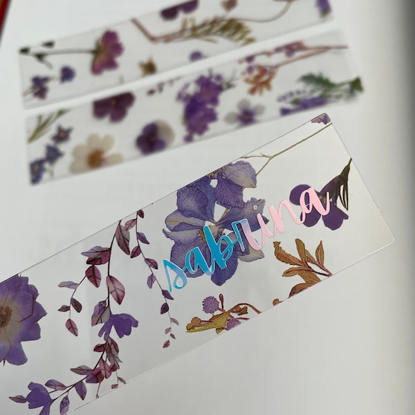 Printed Floral Plastic Bookmark | Custom Book Marker With Tassel | Aesthetic Bookmark Gift | Librarian | Bridesmaids | Teacher | Present