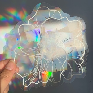SUN CATCHER Gladiolus Flower Decal | RAINBOW Maker Suncatcher | Large Window Decal/Sticker/Cling/Film | Car Diffraction | Aesthetic Prism