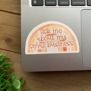 Boho Ask Me About My Business Sticker | Boho Aesthetic | Small Biz Owner Sticker | Water Resistant Vinyl Laptop Sticker | Water Bottle Decal