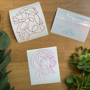 Abstrakcyjna naklejka winylowa z gwiazdozbiorem zodiaku | Znaki zodiaku | Holograficzny winyl | Metaliczny winyl | Odporny na warunki atmosferyczne | Naklejki samochodowe | Naklejki na laptopa