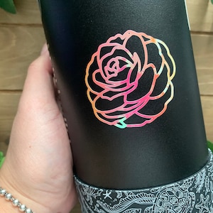 Flower Vinyl Decal | HOLOGRAPHIC Vinyl | Metallic Vinyl | Weatherproof | Car Decal | Laptop Stickers