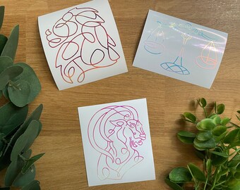 Abstract Zodiac Constellation Vinyl Decal | Zodiac Signs | Holographic Vinyl | Metallic Vinyl | Weatherproof | Car Decals | Laptop Stickers
