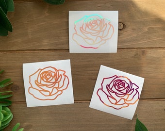 Rose Vinyl Decal | Flower Decal | Floral Vinyl Decals | HOLOGRAPHIC Vinyl | Metallic Vinyl | Weatherproof | Car Decal | Laptop Stickers