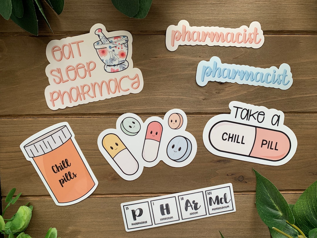 PHARMACIST Sticker Pack Pharmacy Stickers Water Resistant Vinyl Laptop