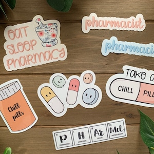 PHARMACIST Sticker Pack | Pharmacy Stickers | Water Resistant Vinyl Laptop Sticker | Die Cut Stickers | Water Bottle Decals