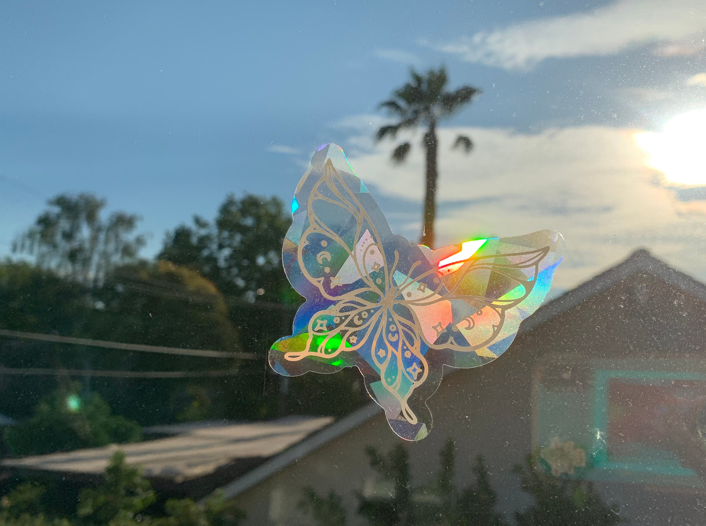 Butterfly SUN CATCHER Decal RAINBOW Suncatcher Window Decal / Sticker /  Cling / Film Car Diffraction Aesthetic Prism Rainbow Maker 