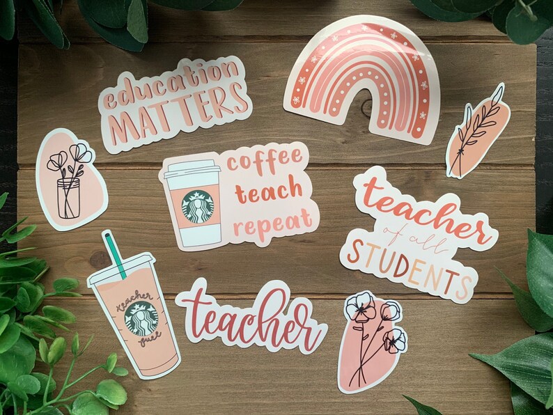 Boho TEACHER Sticker Pack Education Aesthetic Water Etsy