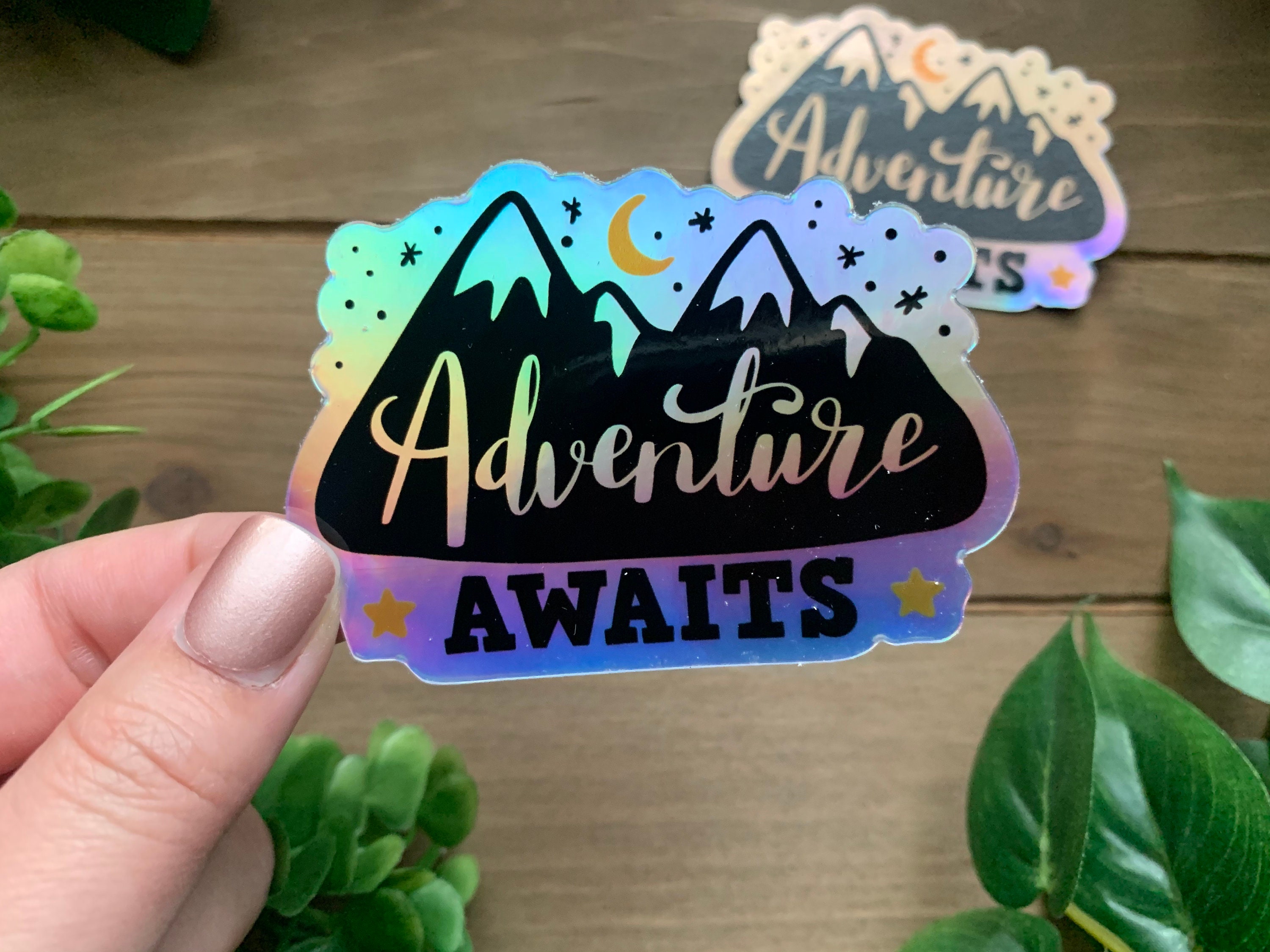 HOLOGRAPHIC Adventure Awaits Sticker Adventure Sticker - Etsy