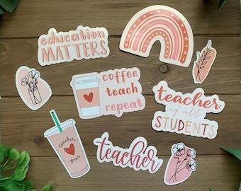 Boho Teacher Sticker Pack | Water Bottle, Laptop Stickers