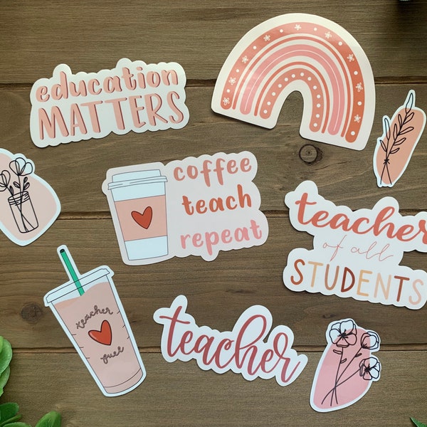 Boho TEACHER Sticker Pack | Education | Aesthetic | Water Resistant Vinyl Laptop Sticker | Die Cut Sticker | Water Bottle Decal | Teach Gift